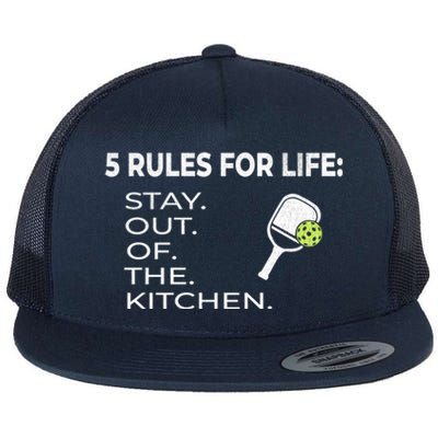 Funny Pickleball Pun Stay Out Of The Kitchen Green Gift Flat Bill Trucker Hat