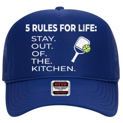 Funny Pickleball Pun Stay Out Of The Kitchen Green Gift High Crown Mesh Back Trucker Hat