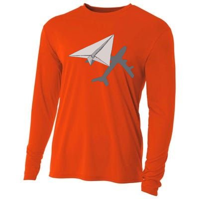 Funny Pilot Paper Airplane For COpilots Cooling Performance Long Sleeve Crew