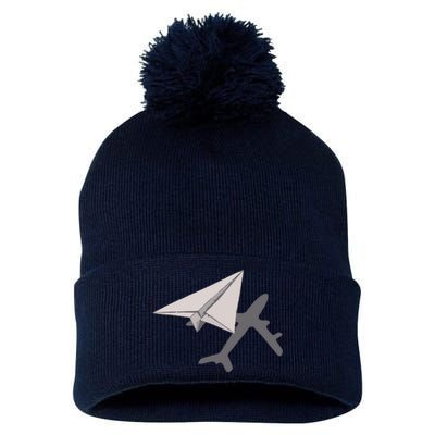 Funny Pilot Paper Airplane For COpilots Pom Pom 12in Knit Beanie