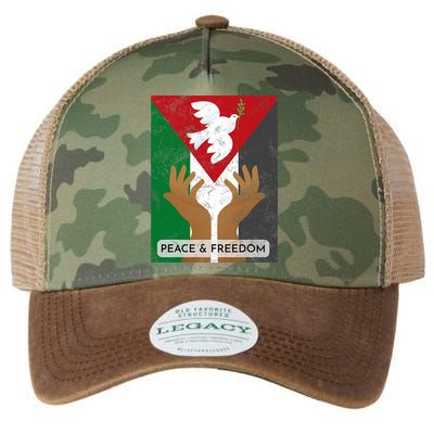 Free Palestine Peace & Freedom Support Palestine And Gaza Legacy Tie Dye Trucker Hat