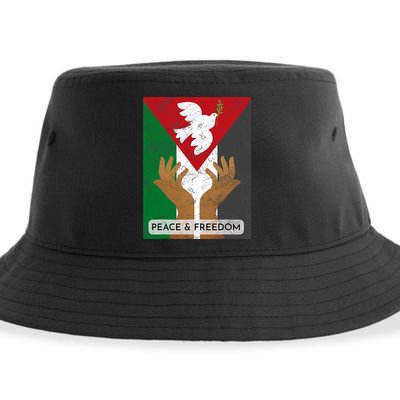 Free Palestine Peace & Freedom Support Palestine And Gaza Sustainable Bucket Hat