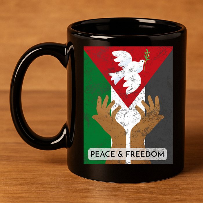 Free Palestine Peace & Freedom Support Palestine And Gaza 11oz C Handle Ceramic Mug