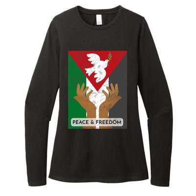 Free Palestine Peace & Freedom Support Palestine And Gaza Womens CVC Long Sleeve Shirt