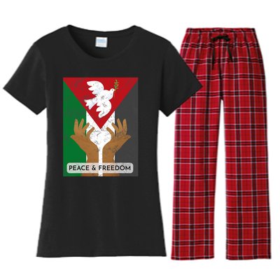 Free Palestine Peace & Freedom Support Palestine And Gaza Women's Flannel Pajama Set