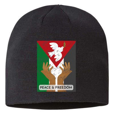 Free Palestine Peace & Freedom Support Palestine And Gaza Sustainable Beanie
