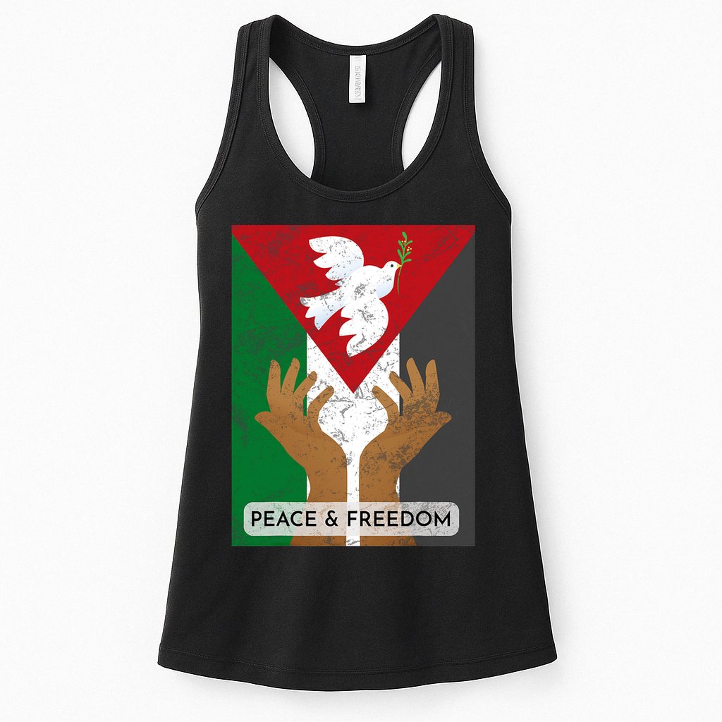 Free Palestine Peace & Freedom Support Palestine And Gaza Womens Tank Top