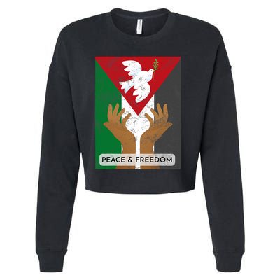 Free Palestine Peace & Freedom Support Palestine And Gaza Cropped Pullover Crew