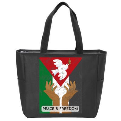 Free Palestine Peace & Freedom Support Palestine And Gaza Zip Tote Bag