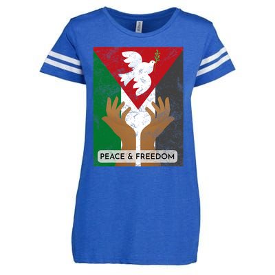 Free Palestine Peace & Freedom Support Palestine And Gaza Enza Ladies Jersey Football T-Shirt