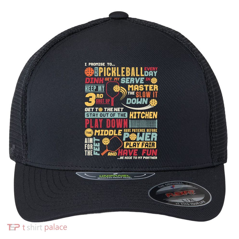 Funny Pickleball Pledge Pickleball Player Coach Flexfit Unipanel Trucker Cap