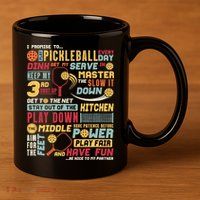 Funny Pickleball Pledge Pickleball Player Coach 11oz C Handle Ceramic Mug