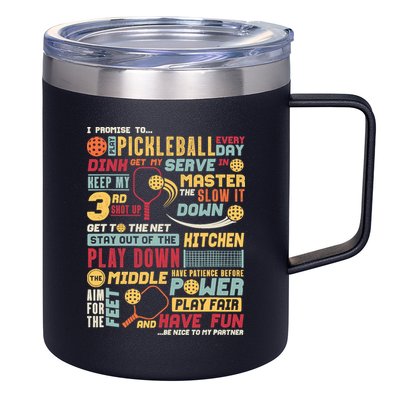 Funny Pickleball Pledge Pickleball Player Coach 12oz Stainless Steel Coffee Mug