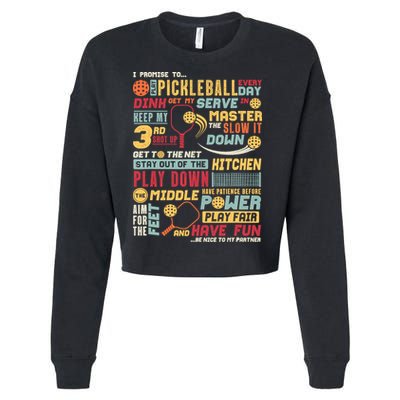Funny Pickleball Pledge Pickleball Player Coach Cropped Pullover Crew
