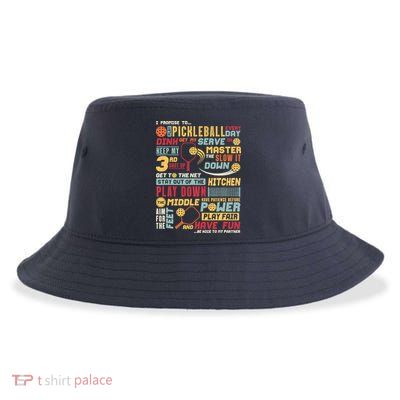 Funny Pickleball Pledge Pickleball Player Coach Sustainable Bucket Hat