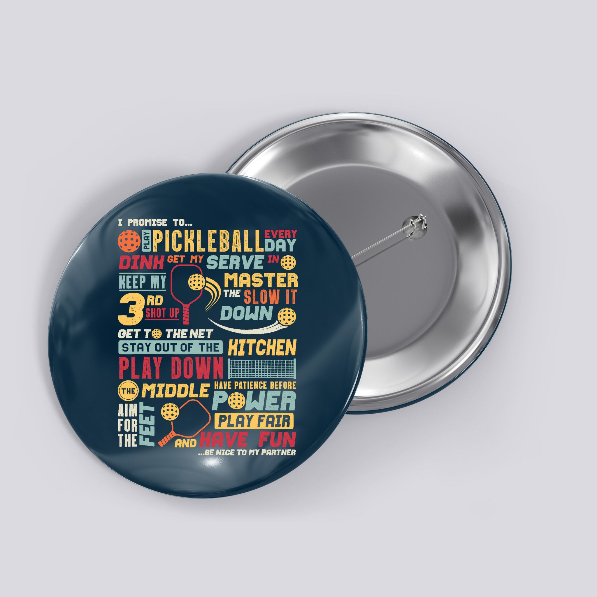 Funny Pickleball Pledge Pickleball Player Coach Button