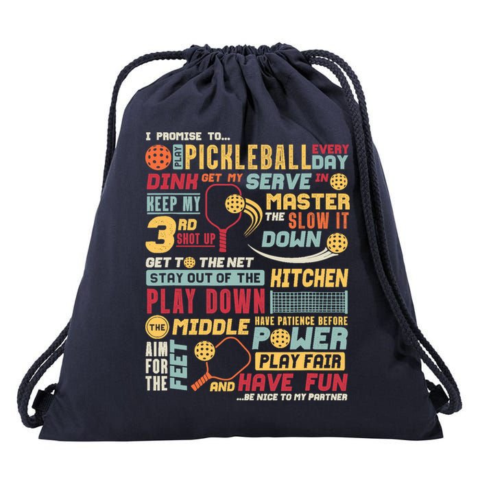 Funny Pickleball Pledge Pickleball Player Coach Drawstring Bag