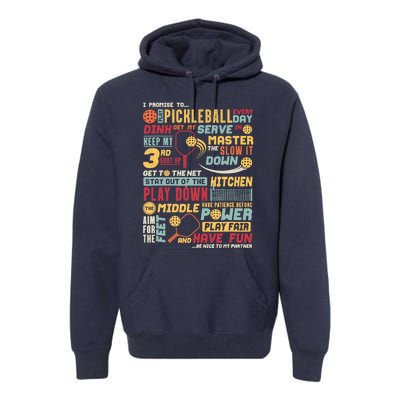 Funny Pickleball Pledge Pickleball Player Coach Premium Hoodie