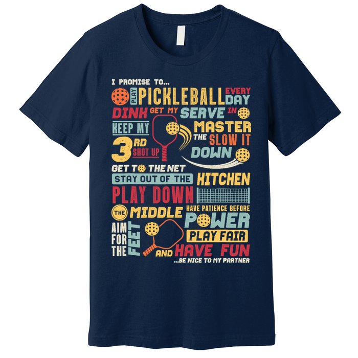 Funny Pickleball Pledge Pickleball Player Coach Premium T-Shirt