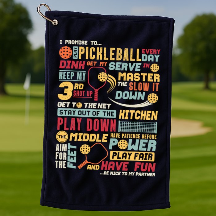 Funny Pickleball Pledge Pickleball Player Coach Golf Towel