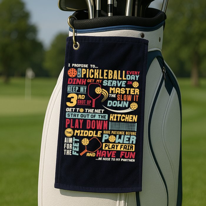 Funny Pickleball Pledge Pickleball Player Coach Golf Towel