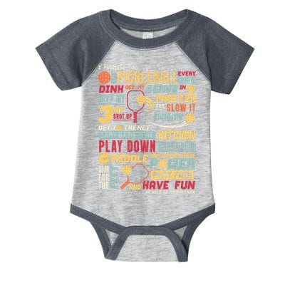 Funny Pickleball Pledge Pickleball Player Coach Infant Baby Jersey Bodysuit