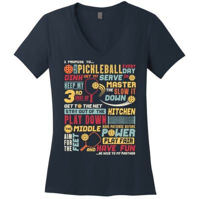 Funny Pickleball Pledge Pickleball Player Coach Women's V-Neck T-Shirt
