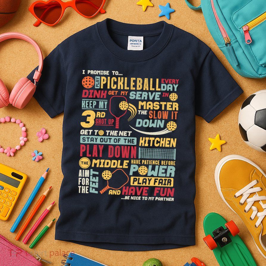 Funny Pickleball Pledge Pickleball Player Coach Kids T-Shirt