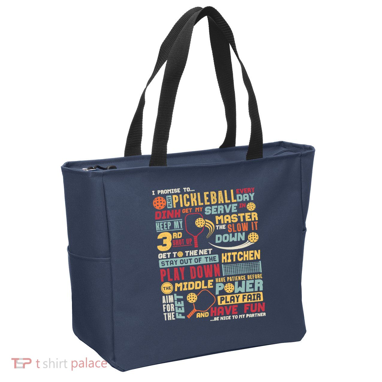 Funny Pickleball Pledge Pickleball Player Coach Zip Tote Bag