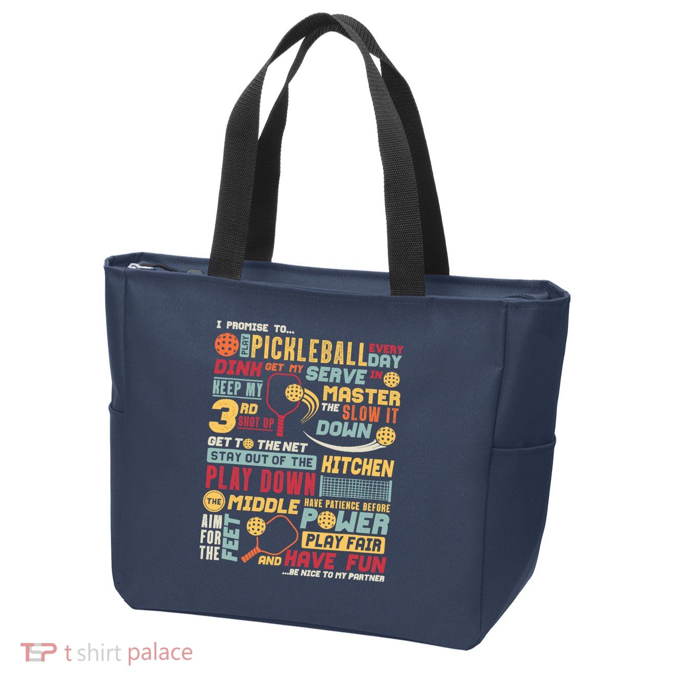 Funny Pickleball Pledge Pickleball Player Coach Zip Tote Bag