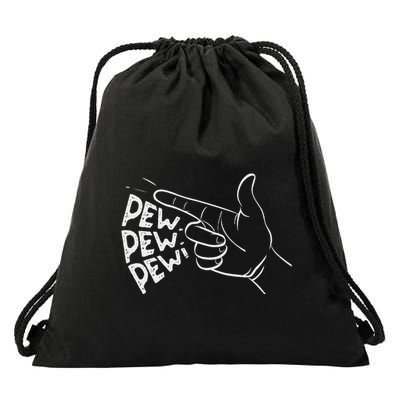 Funny Pew Pew Pew Pretend Hand Gun Noise Drawstring Bag