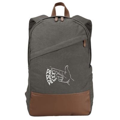 Funny Pew Pew Pew Pretend Hand Gun Noise Cotton Canvas Backpack