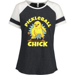 Funny Pickleball Pickleball Chick Player Loves To Play Enza Ladies Jersey Colorblock Tee