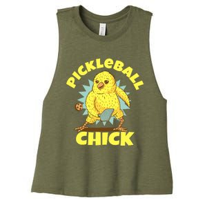 Funny Pickleball Pickleball Chick Player Loves To Play Women's Racerback Cropped Tank