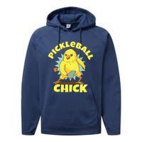 Funny Pickleball Pickleball Chick Player Loves To Play Performance Fleece Hoodie