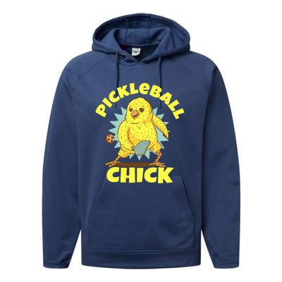 Funny Pickleball Pickleball Chick Player Loves To Play Performance Fleece Hoodie