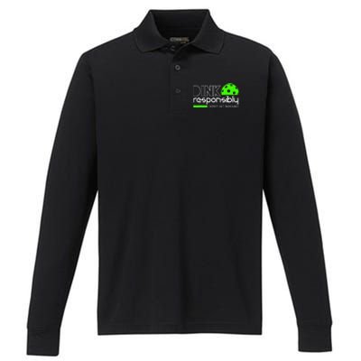 Funny Pickleball Player Dink Responsibly Don't Get Smashed Performance Long Sleeve Polo