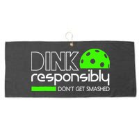 Funny Pickleball Player Dink Responsibly Don't Get Smashed Large Microfiber Waffle Golf Towel