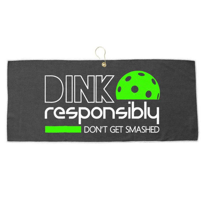 Funny Pickleball Player Dink Responsibly Don't Get Smashed Large Microfiber Waffle Golf Towel