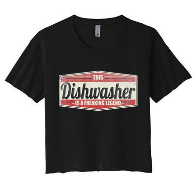 Funny Profession Quote Vintage Dishwasher Women's Crop Top Tee