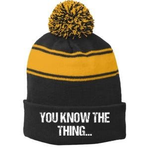 Funny Phrase Quote From Joe Biden 2020 You Know The Thing Stripe Pom Pom Beanie