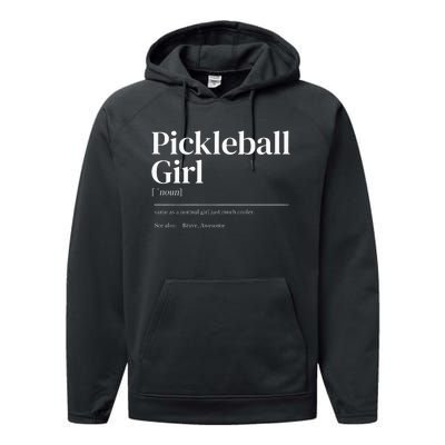 Funny Pickleball quote definition woman Performance Fleece Hoodie