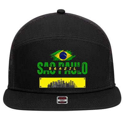 funnysao paulo quote Custom sao paulo brasil design 7 Panel Mesh Trucker Snapback Hat