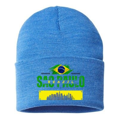 funnysao paulo quote Custom sao paulo brasil design Sustainable Knit Beanie