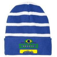 funnysao paulo quote Custom sao paulo brasil design Striped Beanie with Solid Band