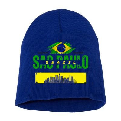 funnysao paulo quote Custom sao paulo brasil design Short Acrylic Beanie