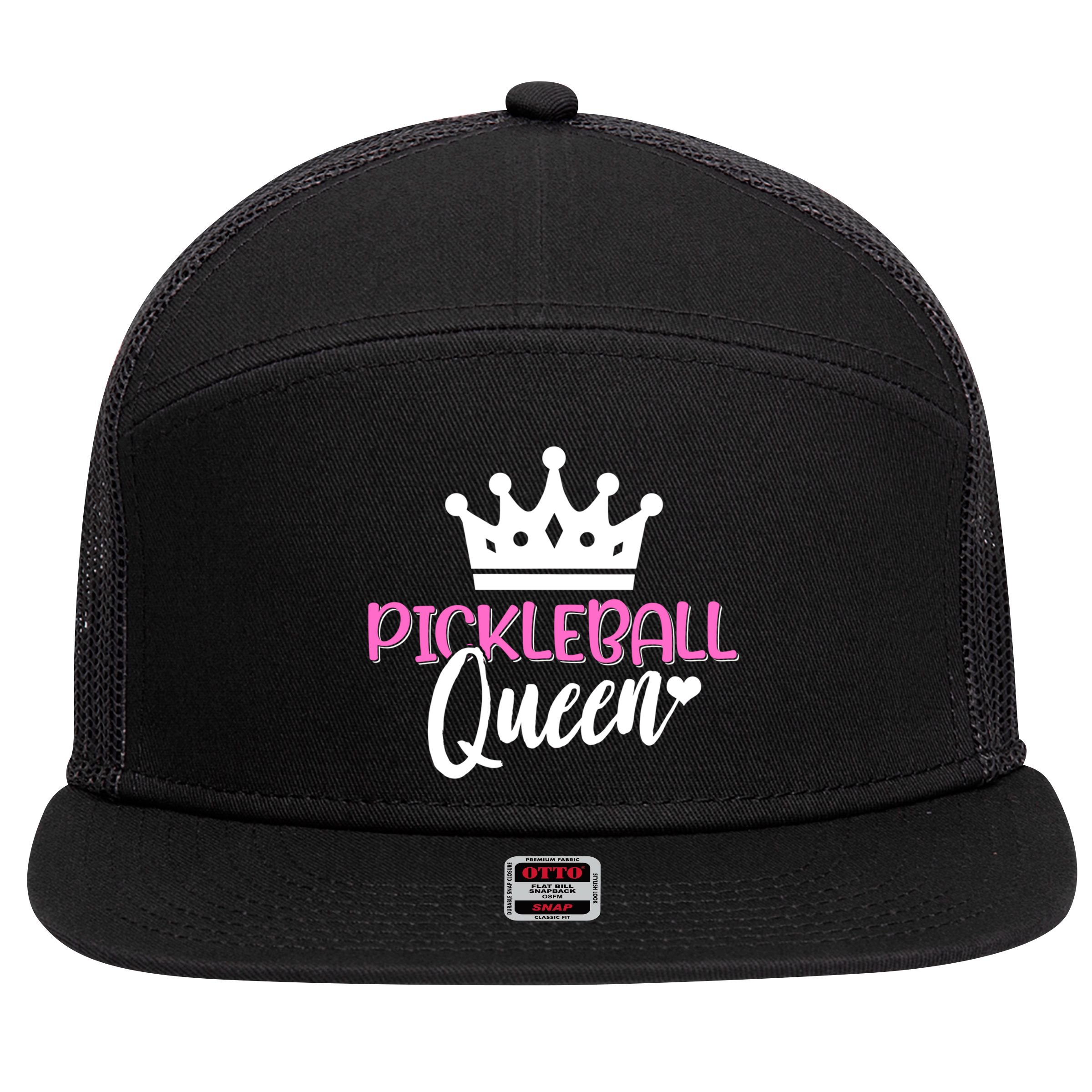 Funny Pickleball Queen Graphic Pickleball Player Gift 7 Panel Mesh Trucker Snapback Hat
