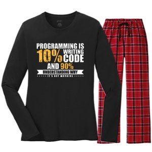 Funny Programming Quote Gift Programmer Software Developer Women's Long Sleeve Flannel Pajama Set 