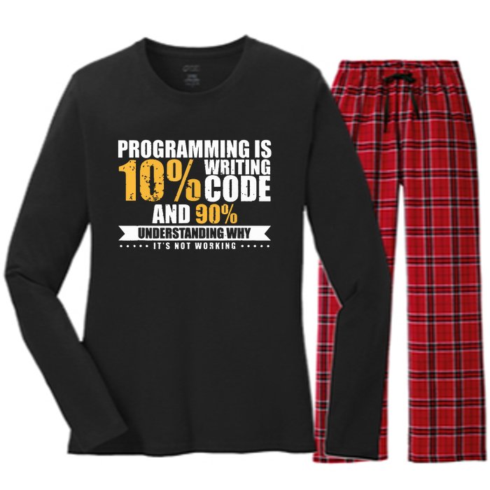 Funny Programming Quote Gift Programmer Software Developer Women's Long Sleeve Flannel Pajama Set 