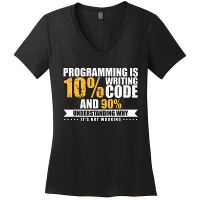 Funny Programming Quote Gift Programmer Software Developer Women's V-Neck T-Shirt